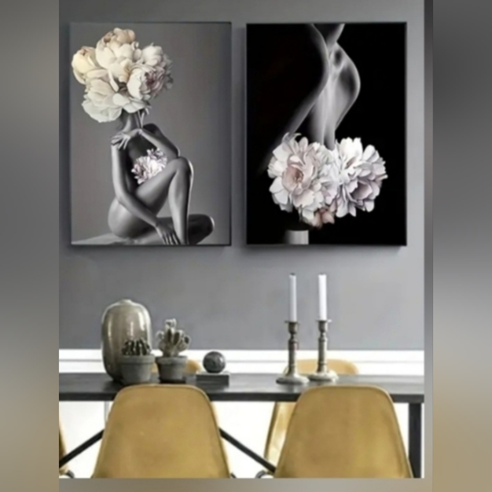 Frameless Women Flower Art Canvas Prints NWOT